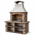 Barbecue in pietra con camino e ripiani 120x70x210 cm