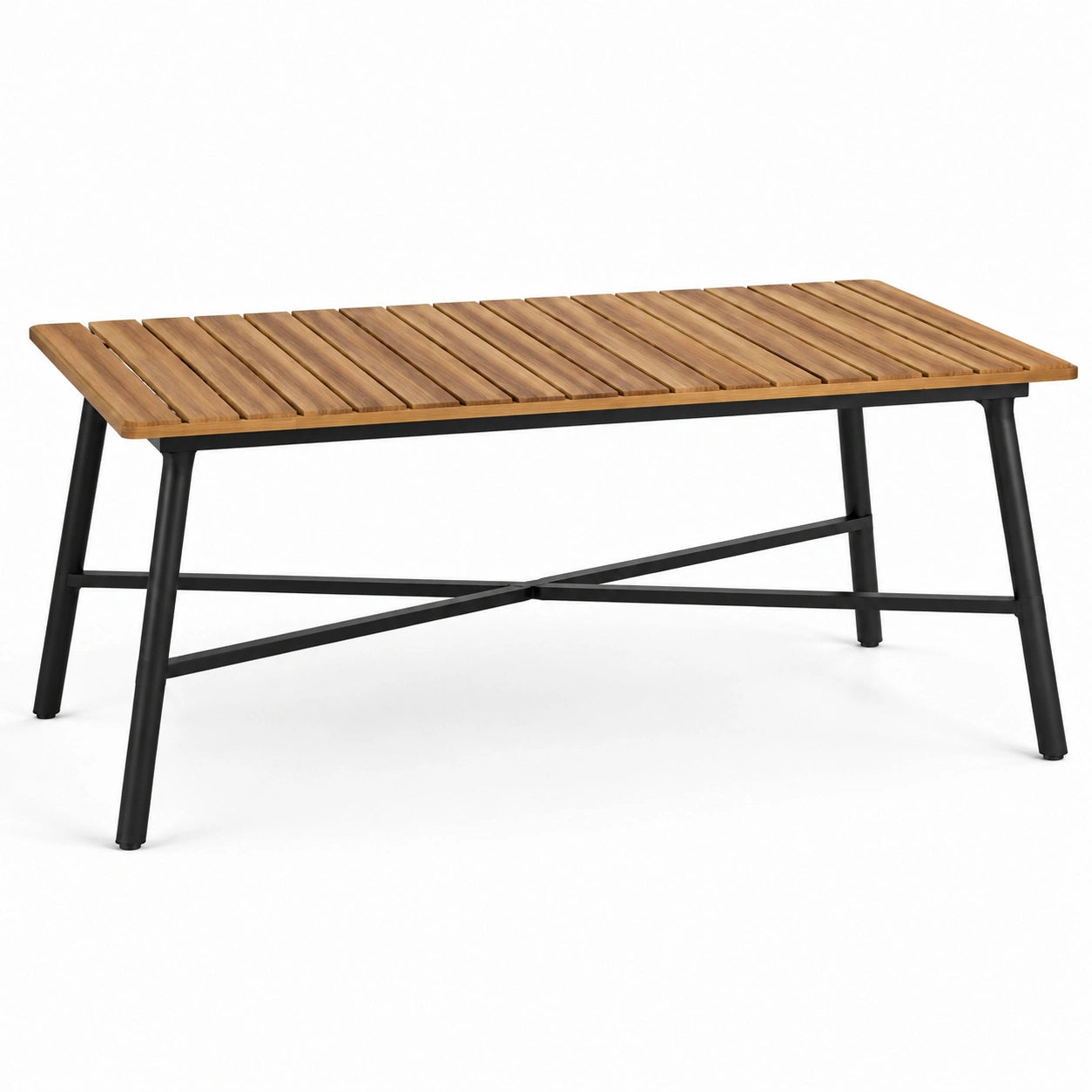 Tavolo da giardino in legno di acacia e metallo 120x60x75 cm marrone/nero