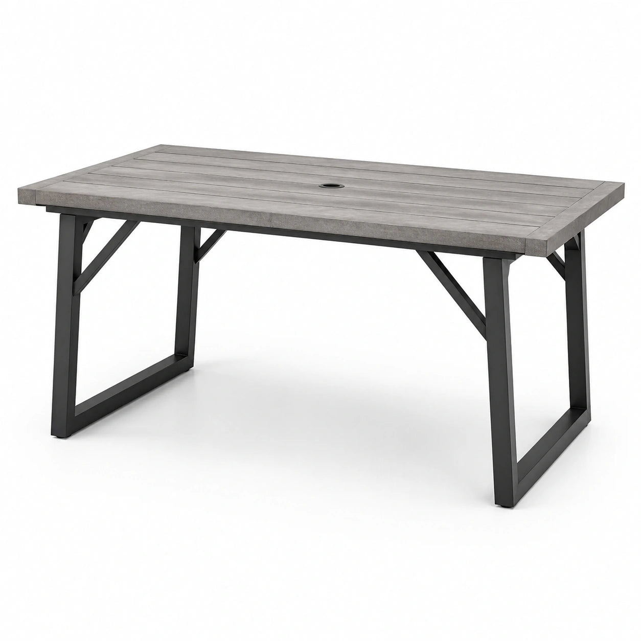 Tavolo da esterno in legno composito e metallo grigio e nero
