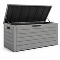 Baule da giardino in metallo 120x45x60 cm grigio