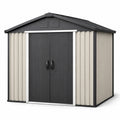 Casetta da giardino in metallo con porta doppia scorrevole grigio e beige