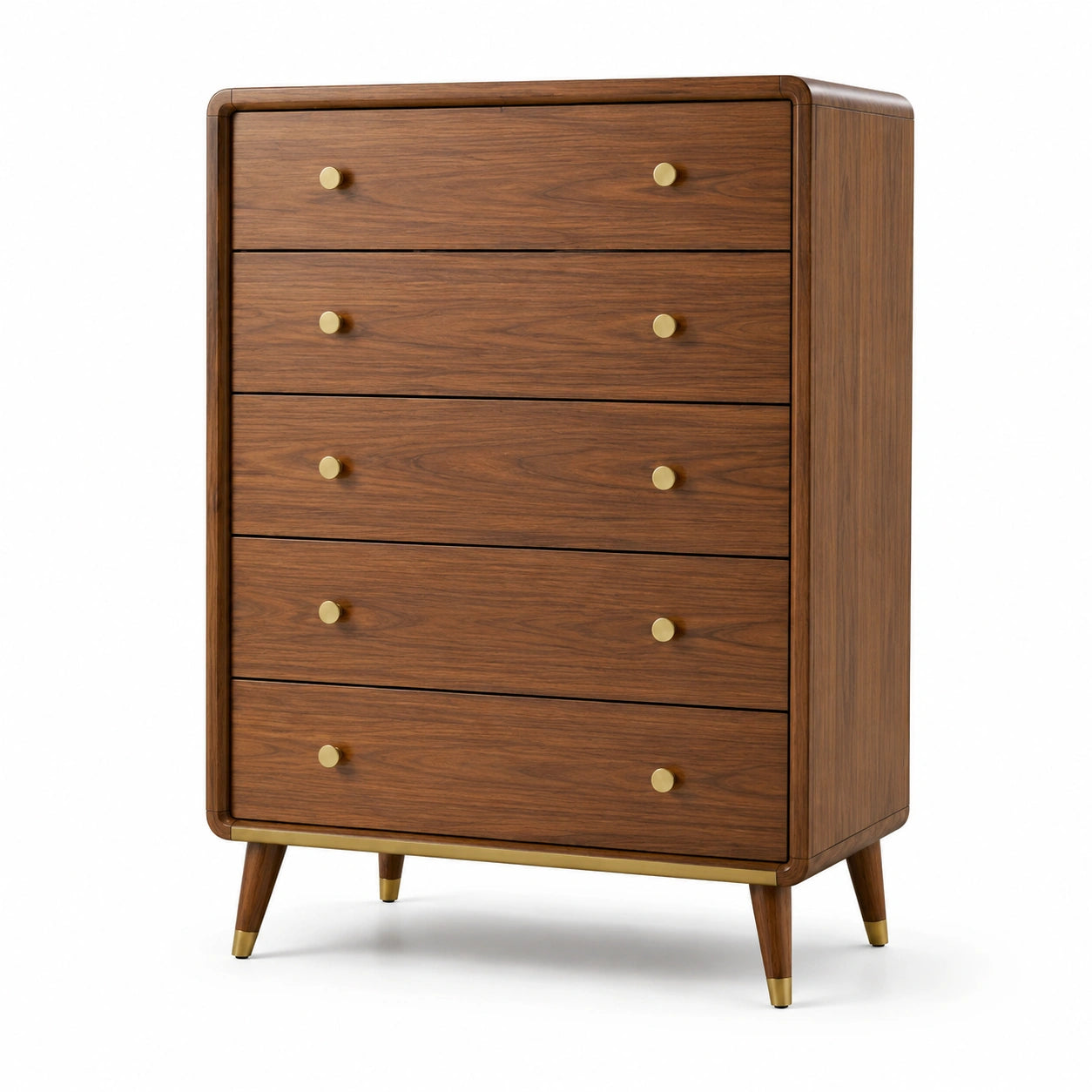 Cassettiera in legno di noce con 5 cassetti