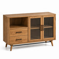 Credenza in Legno di Rovere con Ante in Vetro e Cassetti