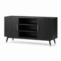 Credenza in legno nero con ante e scaffali