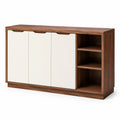 Credenza in legno composito e MDF 150x40x85 cm colore noce e bianco