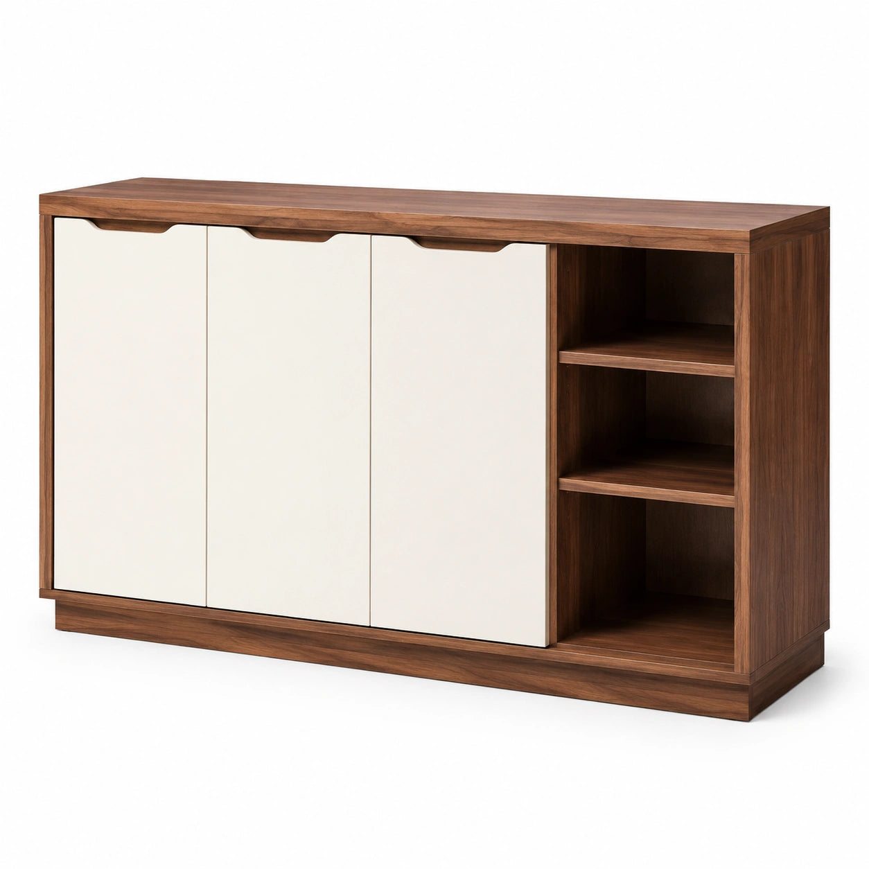 Credenza in legno composito e MDF 150x40x85 cm colore noce e bianco