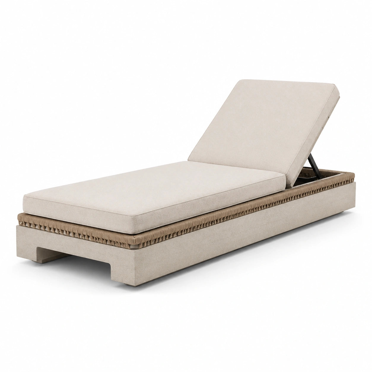 Lettino prendisole con rivestimento in poliestere e struttura in acciaio beige