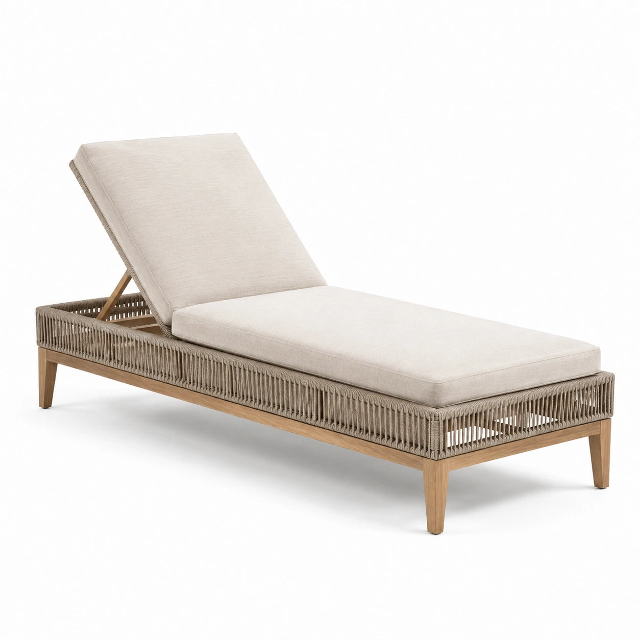Lettino prendisole in legno con cuscino regolabile beige