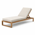 Lettino prendisole in legno di teak e tessuto beige