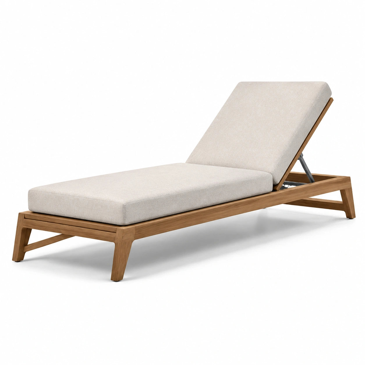 Lettino prendisole in legno di teak con cuscino in poliestere