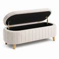 Cassapanca contenitore in legno e tessuto beige