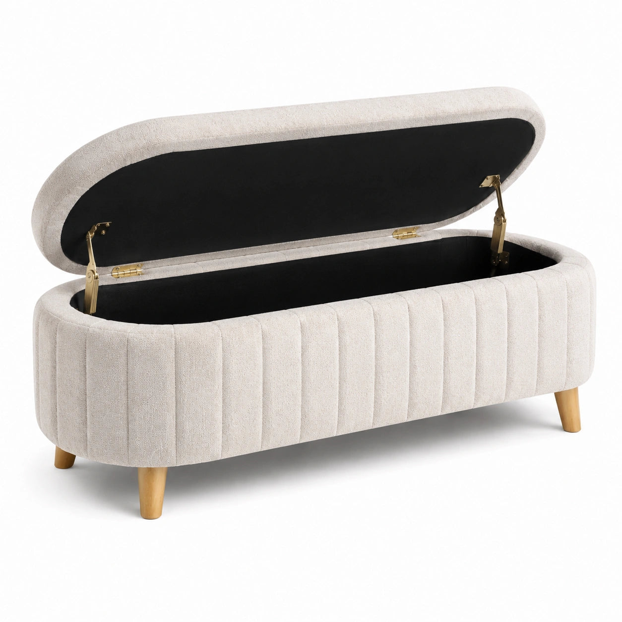 Cassapanca contenitore in legno e tessuto beige