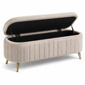 Panca contenitore tessuto con gambe in metallo, 120x40x45 cm