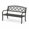 Panchina in metallo nero con schienale decorativo, 127 cm