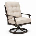 Poltrona girevole in metallo con cuscini in tessuto beige